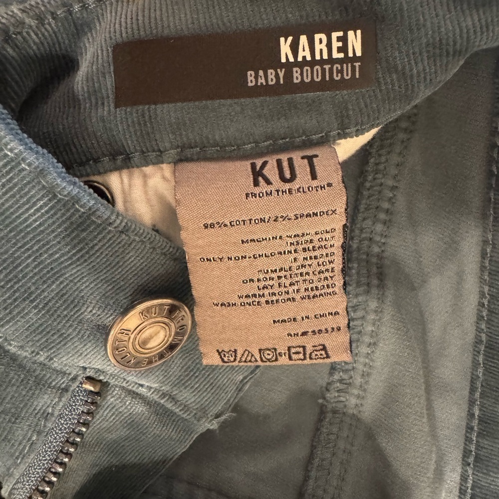 Kut From The Kloth Karen Bootcut Corduroy Pants Teal Size 00 - Picture 4 of 7